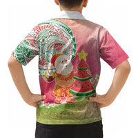 Hawaiian Watermelon Mele Kalikimaka Hawaiian Shirt Tropical Tribal Pattern with Funny Santa Claus