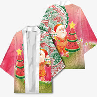 Hawaiian Watermelon Mele Kalikimaka Kimono Tropical Tribal Pattern with Funny Santa Claus