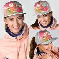 Hawaiian Watermelon Mele Kalikimaka Mesh Trucker Cap Tropical Tribal Pattern with Funny Santa Claus
