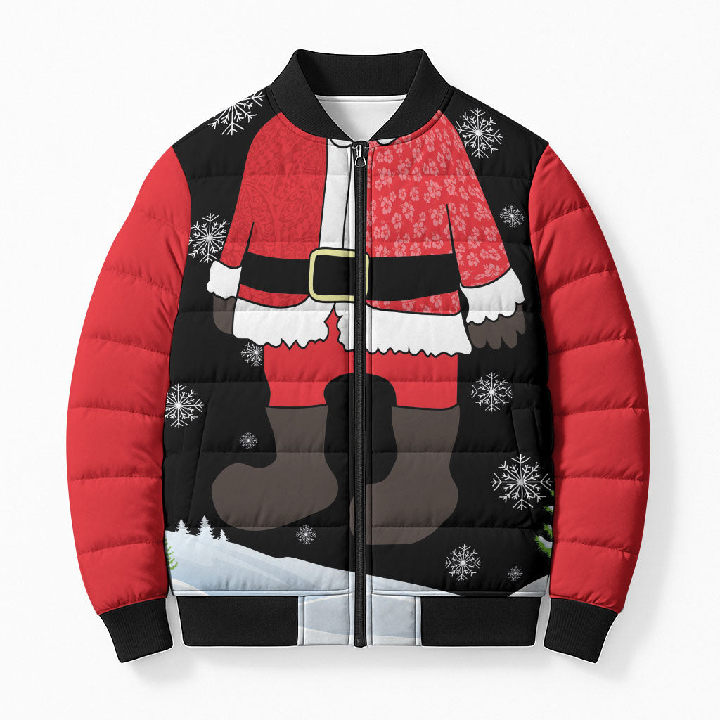 Polynesian Santa Claus Costume Funny Bomber Puffer Jacket