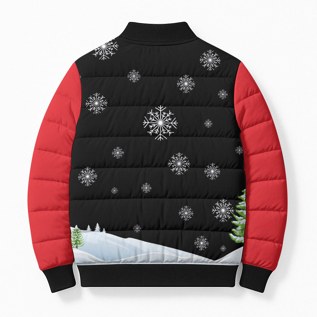 Polynesian Santa Claus Costume Funny Bomber Puffer Jacket