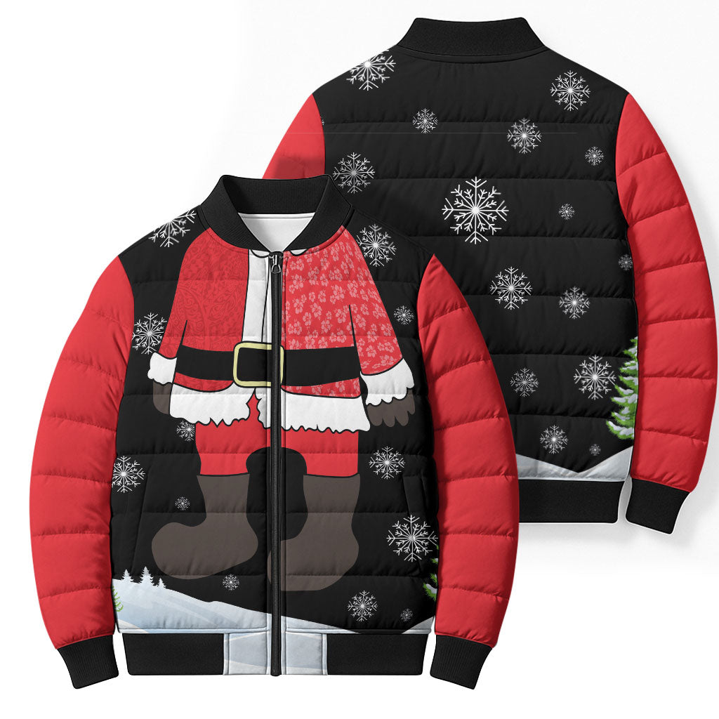 Polynesian Santa Claus Costume Funny Bomber Puffer Jacket