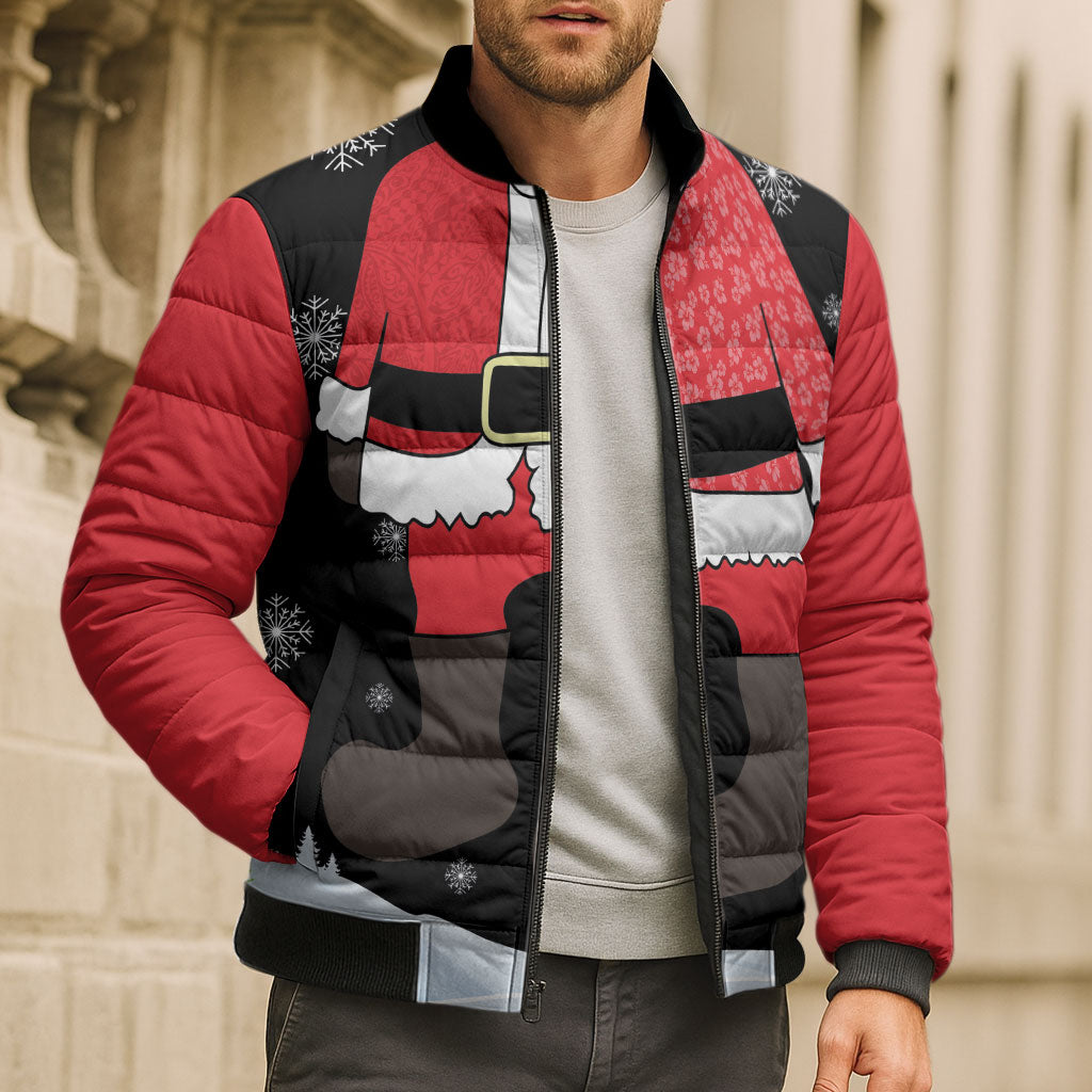 Polynesian Santa Claus Costume Funny Bomber Puffer Jacket