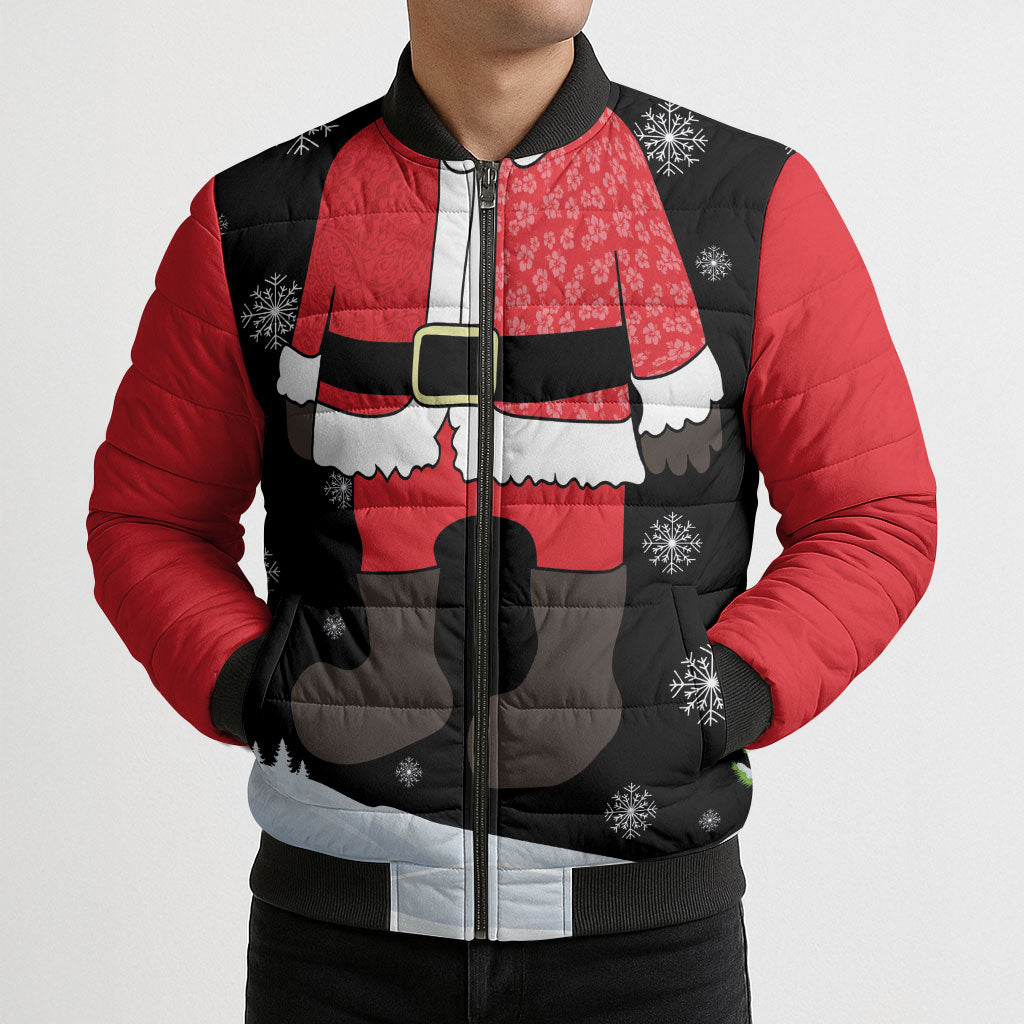 Polynesian Santa Claus Costume Funny Bomber Puffer Jacket