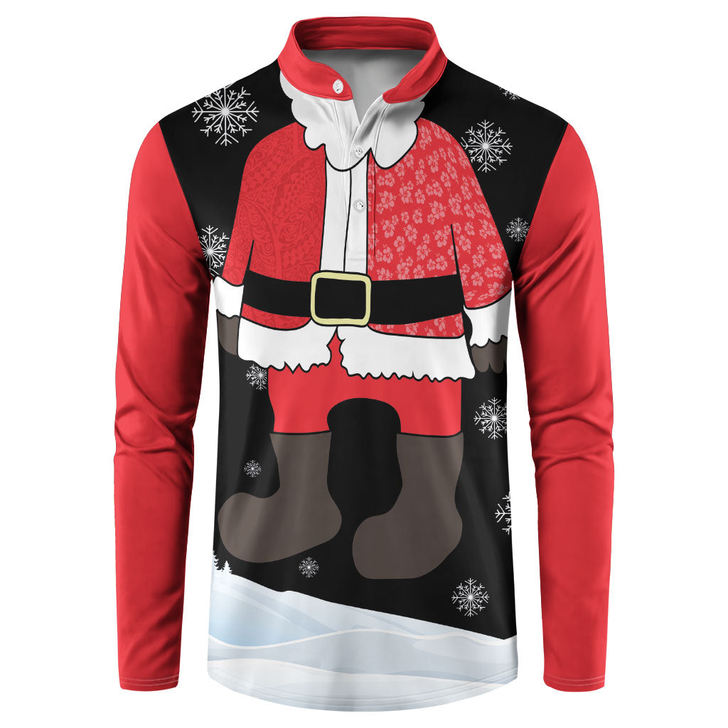 Polynesian Santa Claus Costume Funny Button Sweatshirt