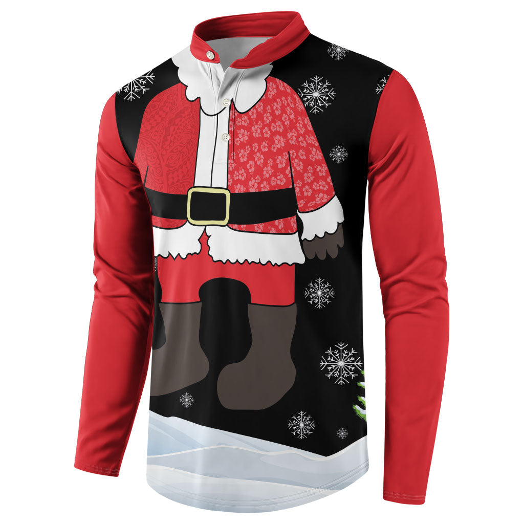 Polynesian Santa Claus Costume Funny Button Sweatshirt