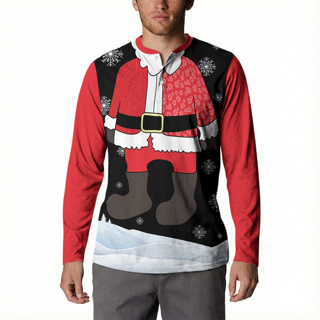 Polynesian Santa Claus Costume Funny Button Sweatshirt