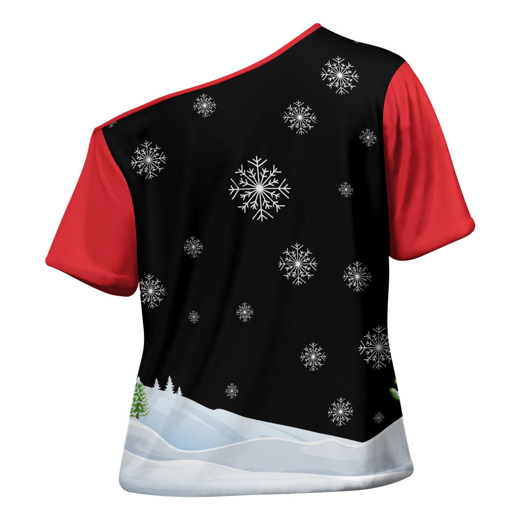 Polynesian Santa Claus Costume Funny Cross Shoulder Shirt