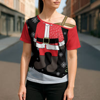 Polynesian Santa Claus Costume Funny Cross Shoulder Shirt