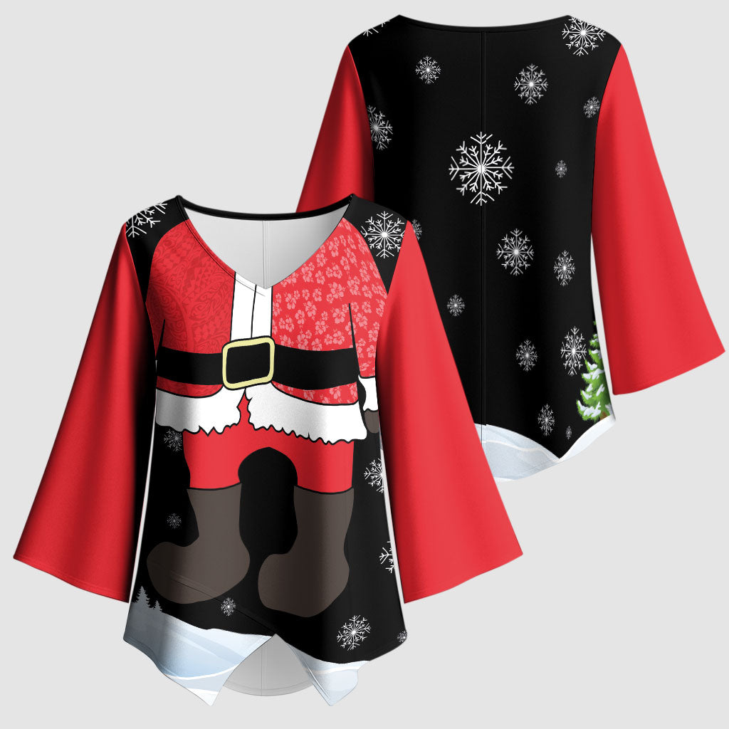 Polynesian Santa Claus Costume Funny Kimono Sleeve Blouse