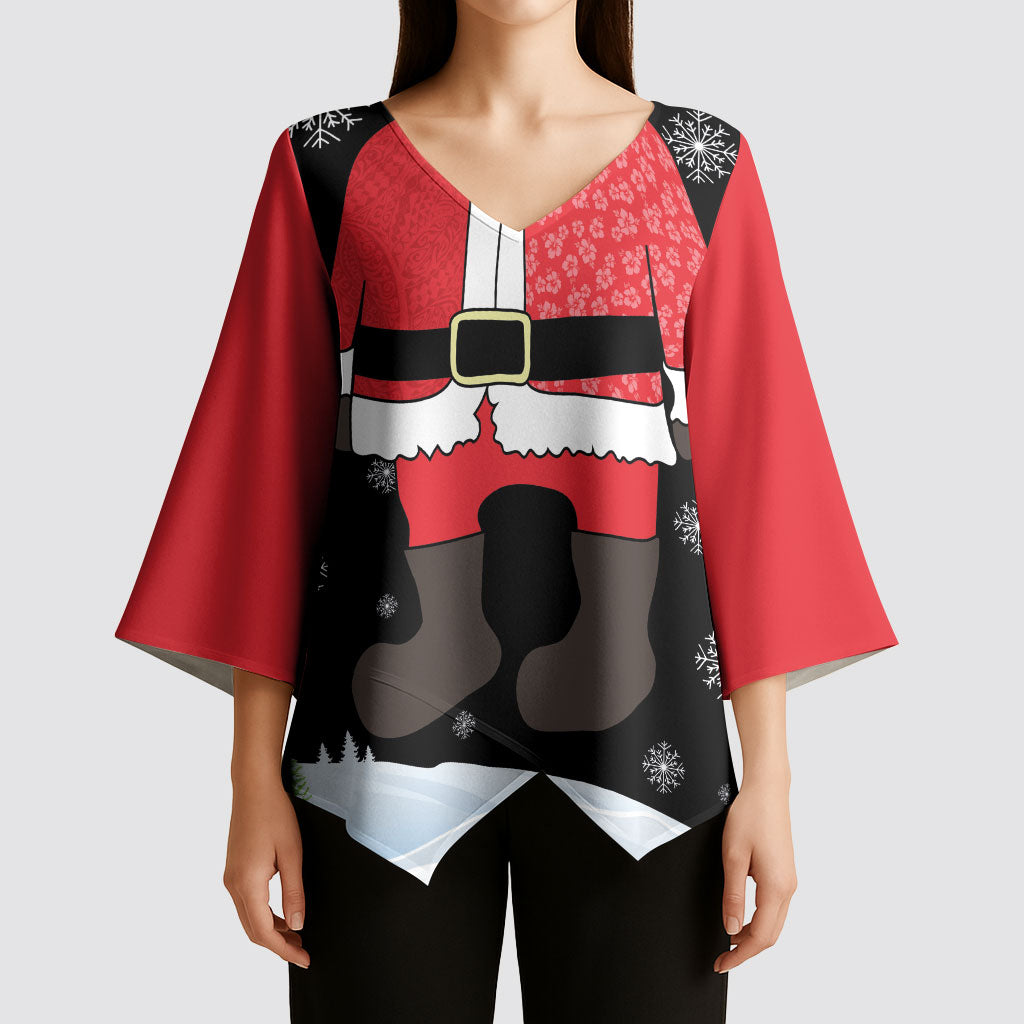 Polynesian Santa Claus Costume Funny Kimono Sleeve Blouse