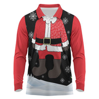Polynesian Santa Claus Costume Funny Long Sleeve Polo Shirt
