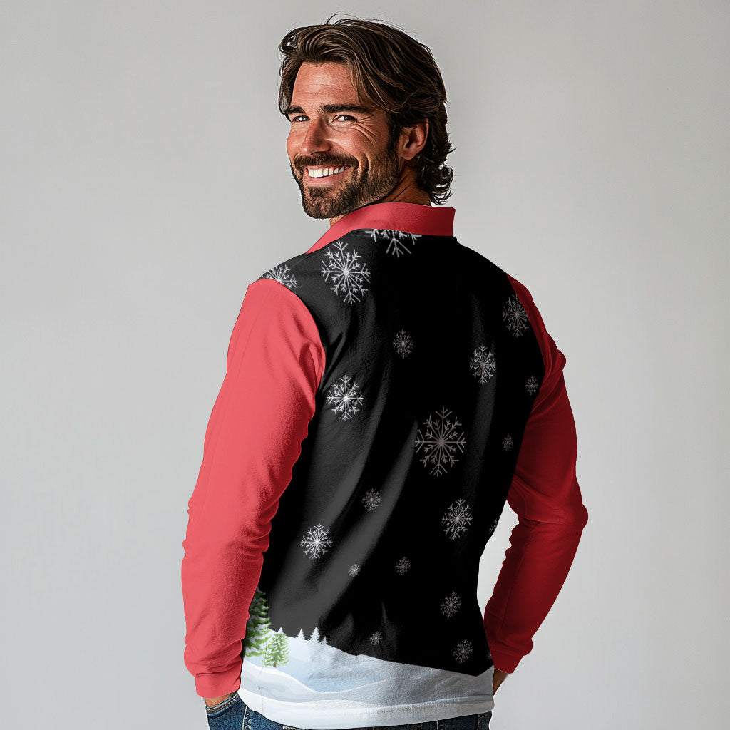 Polynesian Santa Claus Costume Funny Long Sleeve Polo Shirt