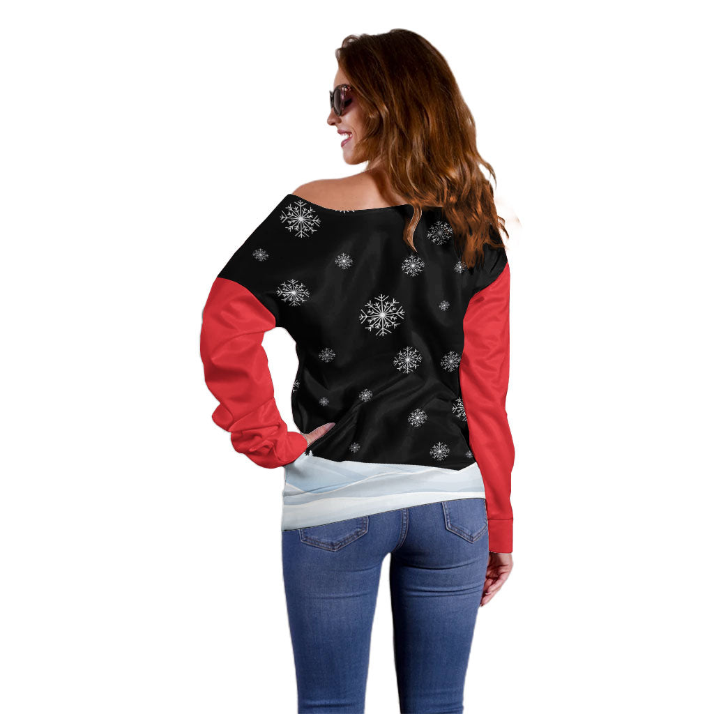 Polynesian Santa Claus Costume Funny Off Shoulder Sweater