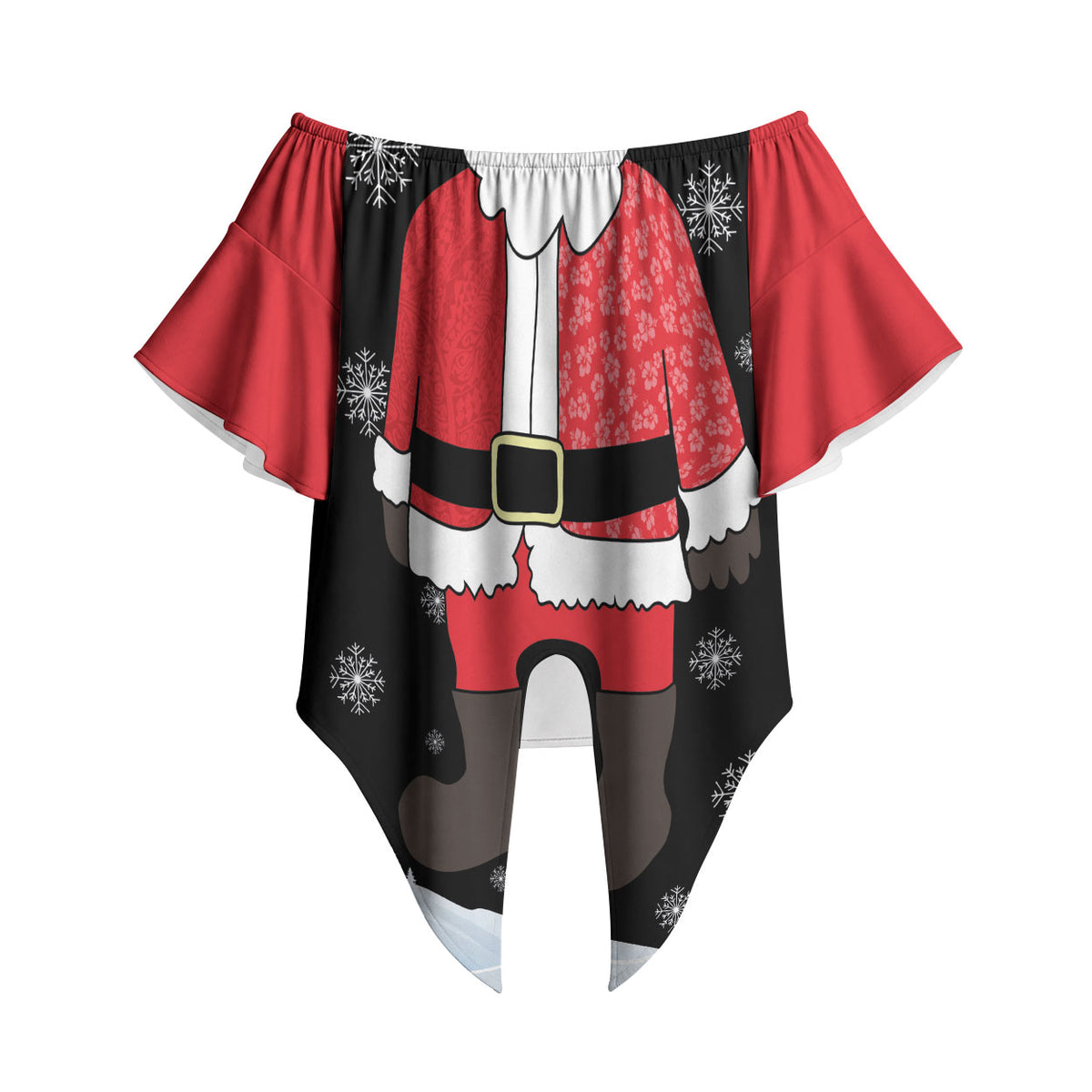 Polynesian Santa Claus Costume Funny Off Shoulder Wrap Waist Top