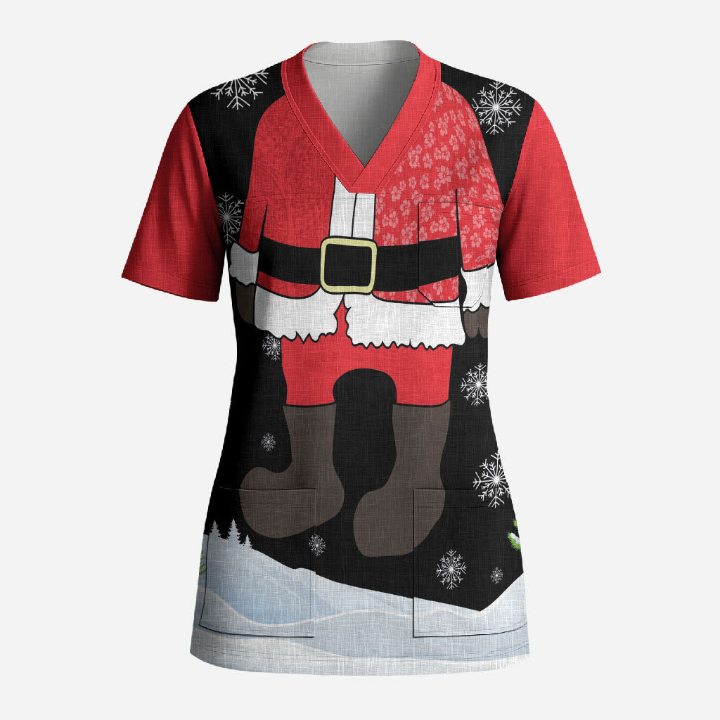 Polynesian Santa Claus Costume Funny Scrub Top