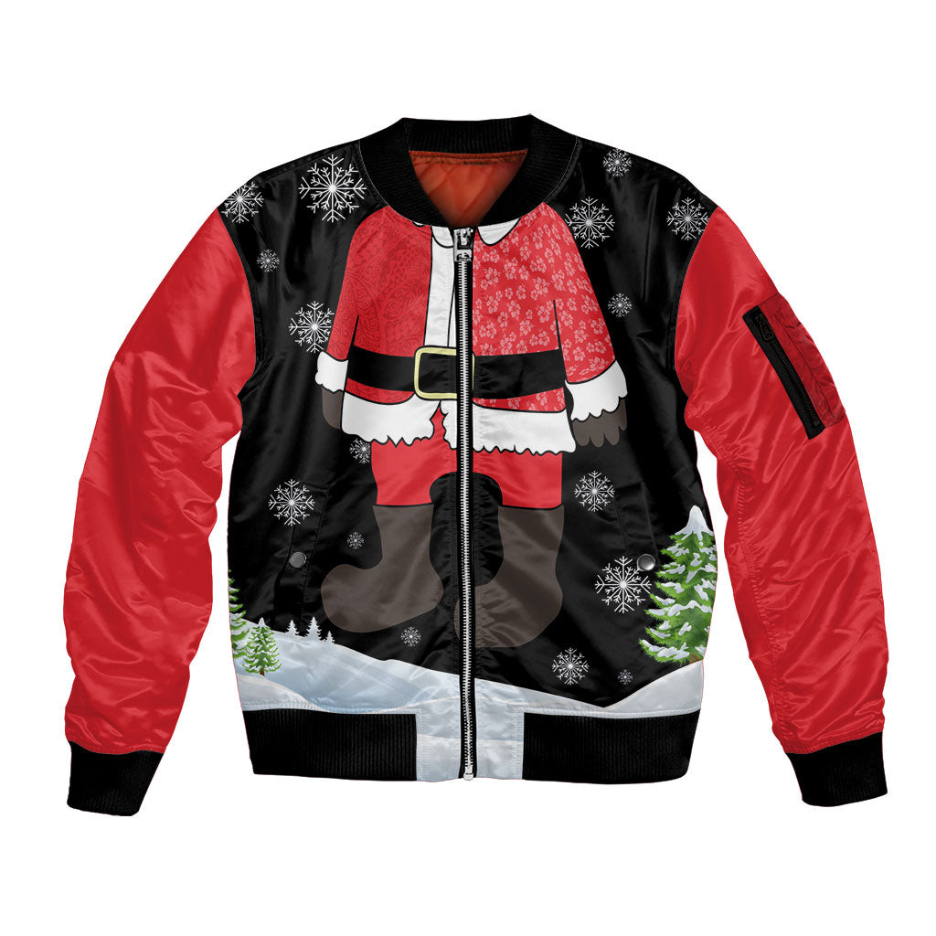 Polynesian Santa Claus Costume Funny Sleeve Zip Bomber Jacket