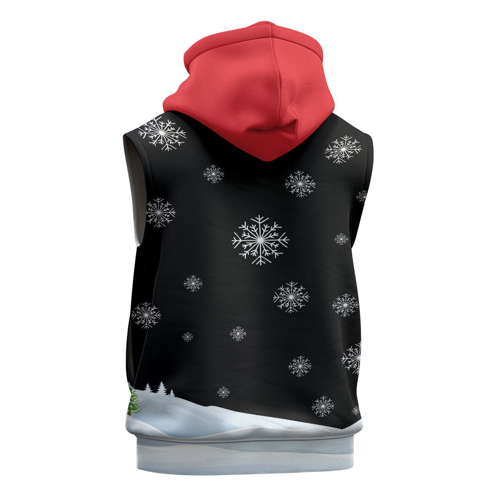 Polynesian Santa Claus Costume Funny Sleeveless Zip Hoodie