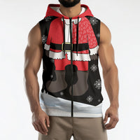 Polynesian Santa Claus Costume Funny Sleeveless Zip Hoodie