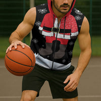 Polynesian Santa Claus Costume Funny Sleeveless Zip Hoodie
