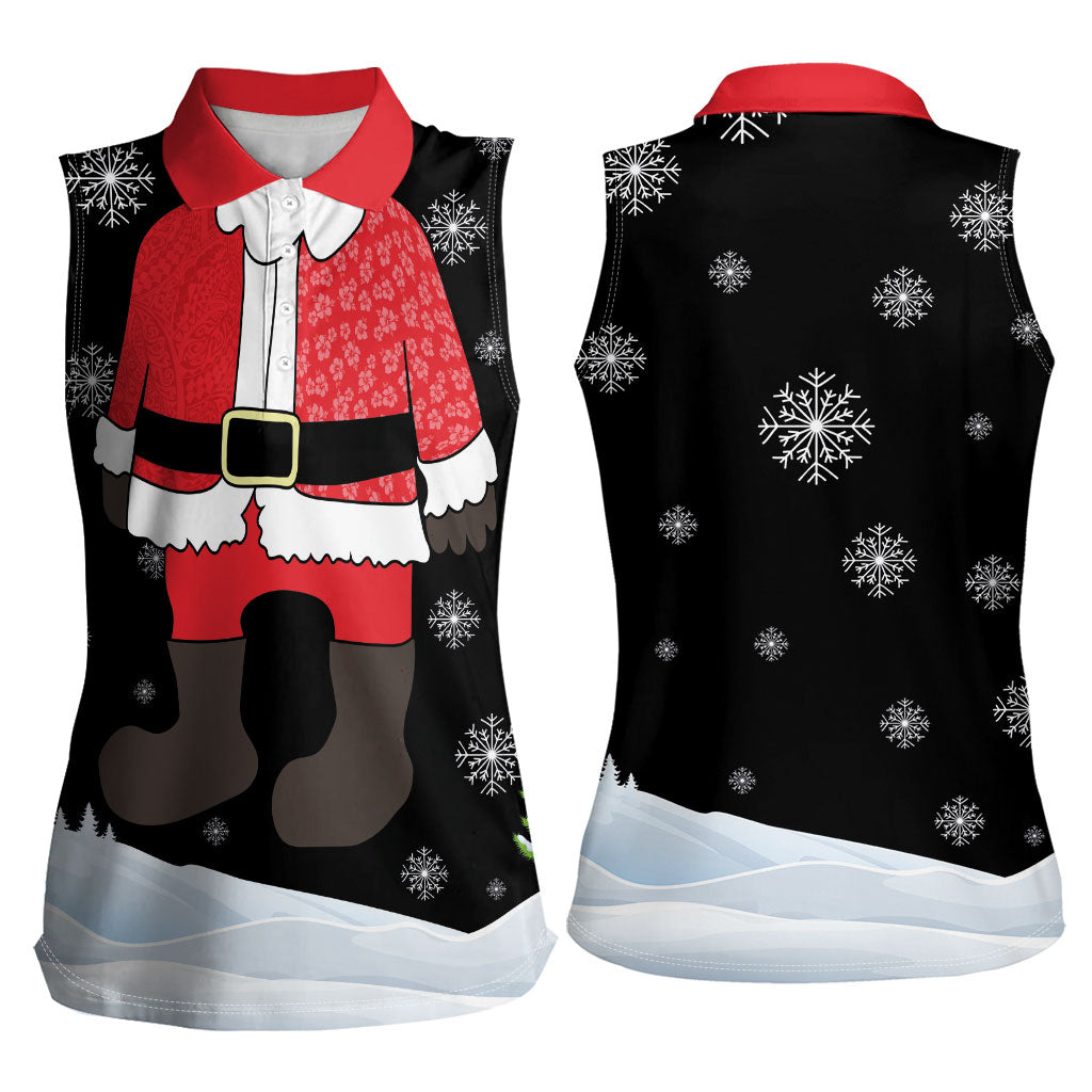Polynesian Santa Claus Costume Funny Women Sleeveless Polo Shirt
