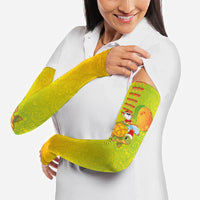 Hawaiian Mango Mele Kalikimaka Arm Sleeves Santa Claus Surfing with Turtle Mango Christmas