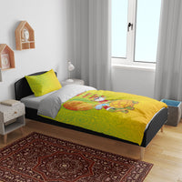 Hawaiian Mango Mele Kalikimaka Bedding Set Santa Claus Surfing with Turtle Mango Christmas