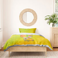 Hawaiian Mango Mele Kalikimaka Bedding Set Santa Claus Surfing with Turtle Mango Christmas
