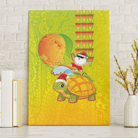 Hawaiian Mango Mele Kalikimaka Canvas Wall Art Santa Claus Surfing with Turtle Mango Christmas