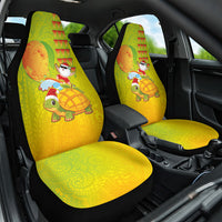 Hawaiian Mango Mele Kalikimaka Car Seat Cover Santa Claus Surfing with Turtle Mango Christmas