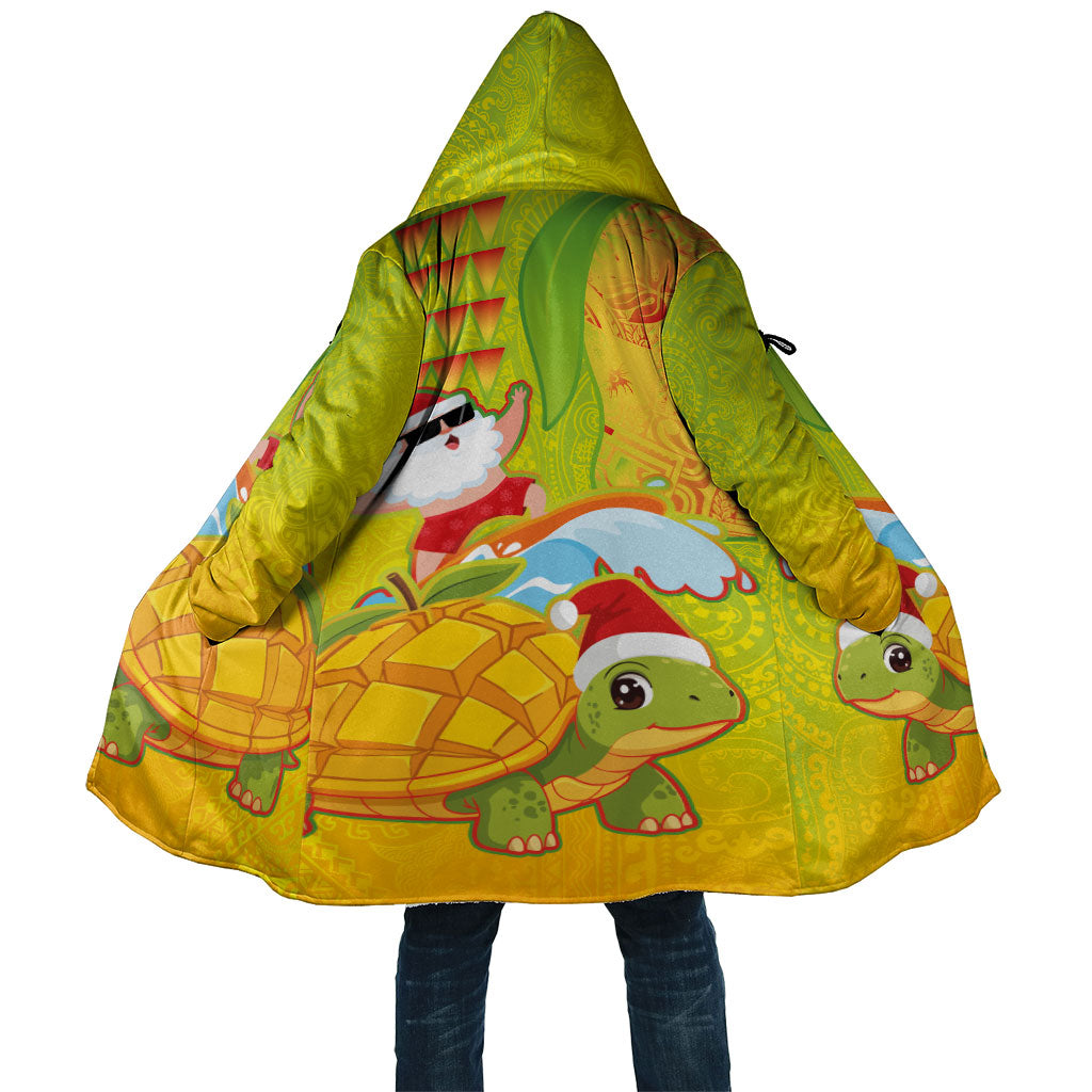 Hawaiian Mango Mele Kalikimaka Cloak Santa Claus Surfing with Turtle Mango Christmas