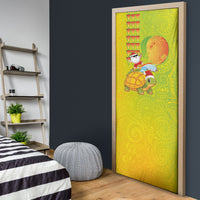 Hawaiian Mango Mele Kalikimaka Door Cover Santa Claus Surfing with Turtle Mango Christmas