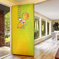 Hawaiian Mango Mele Kalikimaka Door Cover Santa Claus Surfing with Turtle Mango Christmas