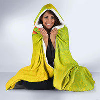 Hawaiian Mango Mele Kalikimaka Hooded Blanket Santa Claus Surfing with Turtle Mango Christmas