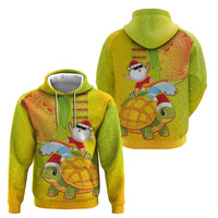 Hawaiian Mango Mele Kalikimaka Hoodie Santa Claus Surfing with Turtle Mango Christmas