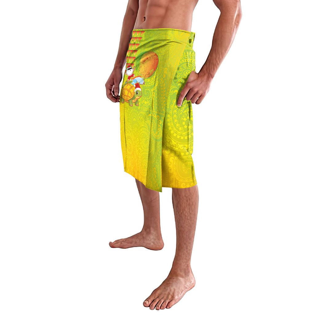 Hawaiian Mango Mele Kalikimaka Lavalava Santa Claus Surfing with Turtle Mango Christmas