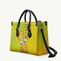 Hawaiian Mango Mele Kalikimaka Leather Bag Santa Claus Surfing with Turtle Mango Christmas