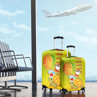 Hawaiian Mango Mele Kalikimaka Luggage Cover Santa Claus Surfing with Turtle Mango Christmas