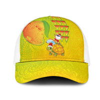 Hawaiian Mango Mele Kalikimaka Mesh Trucker Cap Santa Claus Surfing with Mango Christmas Turtle