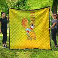 Hawaiian Mango Mele Kalikimaka Quilt Santa Claus Surfing with Turtle Mango Christmas