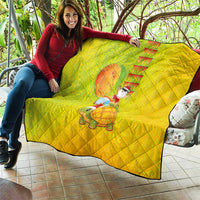 Hawaiian Mango Mele Kalikimaka Quilt Santa Claus Surfing with Turtle Mango Christmas