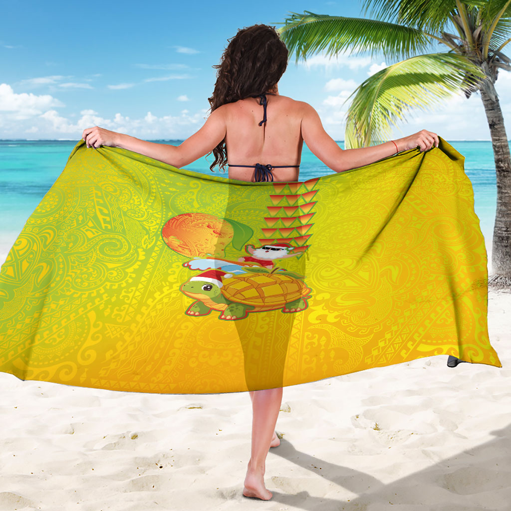 Hawaiian Mango Mele Kalikimaka Sarong Santa Claus Surfing with Turtle Mango Christmas