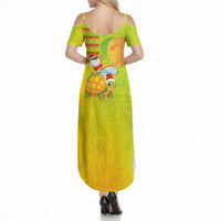 Hawaiian Mango Mele Kalikimaka Summer Maxi Dress Santa Claus Surfing with Turtle Mango Christmas