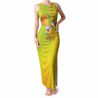 Hawaiian Mango Mele Kalikimaka Tank Maxi Dress Santa Claus Surfing with Turtle Mango Christmas
