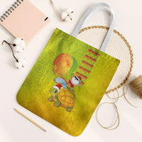 Hawaiian Mango Mele Kalikimaka Tote Bag Santa Claus Surfing with Turtle Mango Christmas