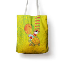 Hawaiian Mango Mele Kalikimaka Tote Bag Santa Claus Surfing with Turtle Mango Christmas