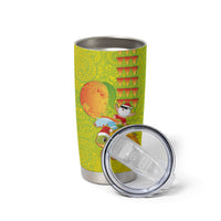 Hawaiian Mango Mele Kalikimaka Tumbler Cup Santa Claus Surfing with Turtle Mango Christmas