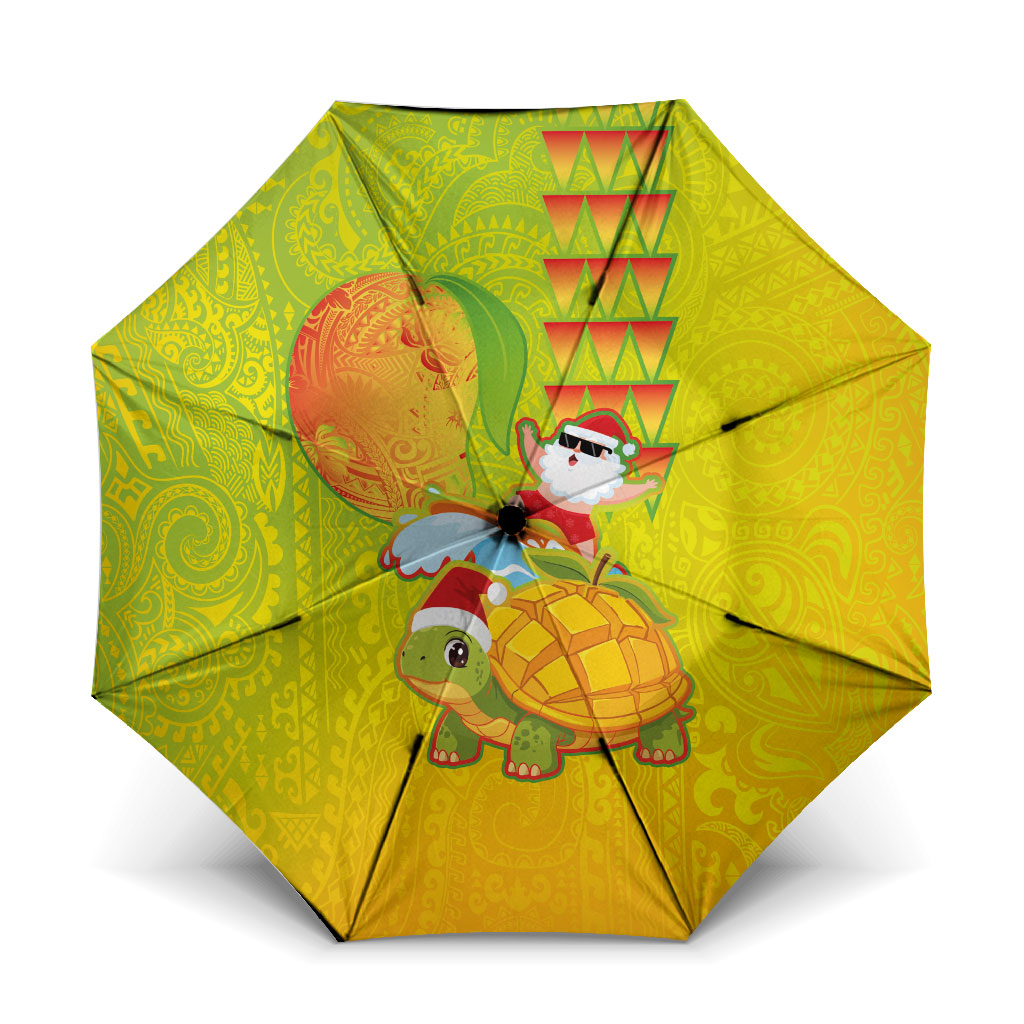Hawaiian Mango Mele Kalikimaka Umbrella Santa Claus Surfing with Turtle Mango Christmas