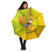 Hawaiian Mango Mele Kalikimaka Umbrella Santa Claus Surfing with Turtle Mango Christmas
