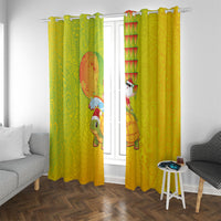 Hawaiian Mango Mele Kalikimaka Window Curtain Santa Claus Surfing with Turtle Mango Christmas